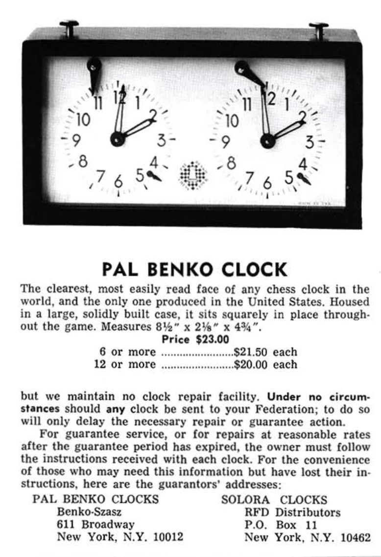 Pal Benko Clock advertising and market context