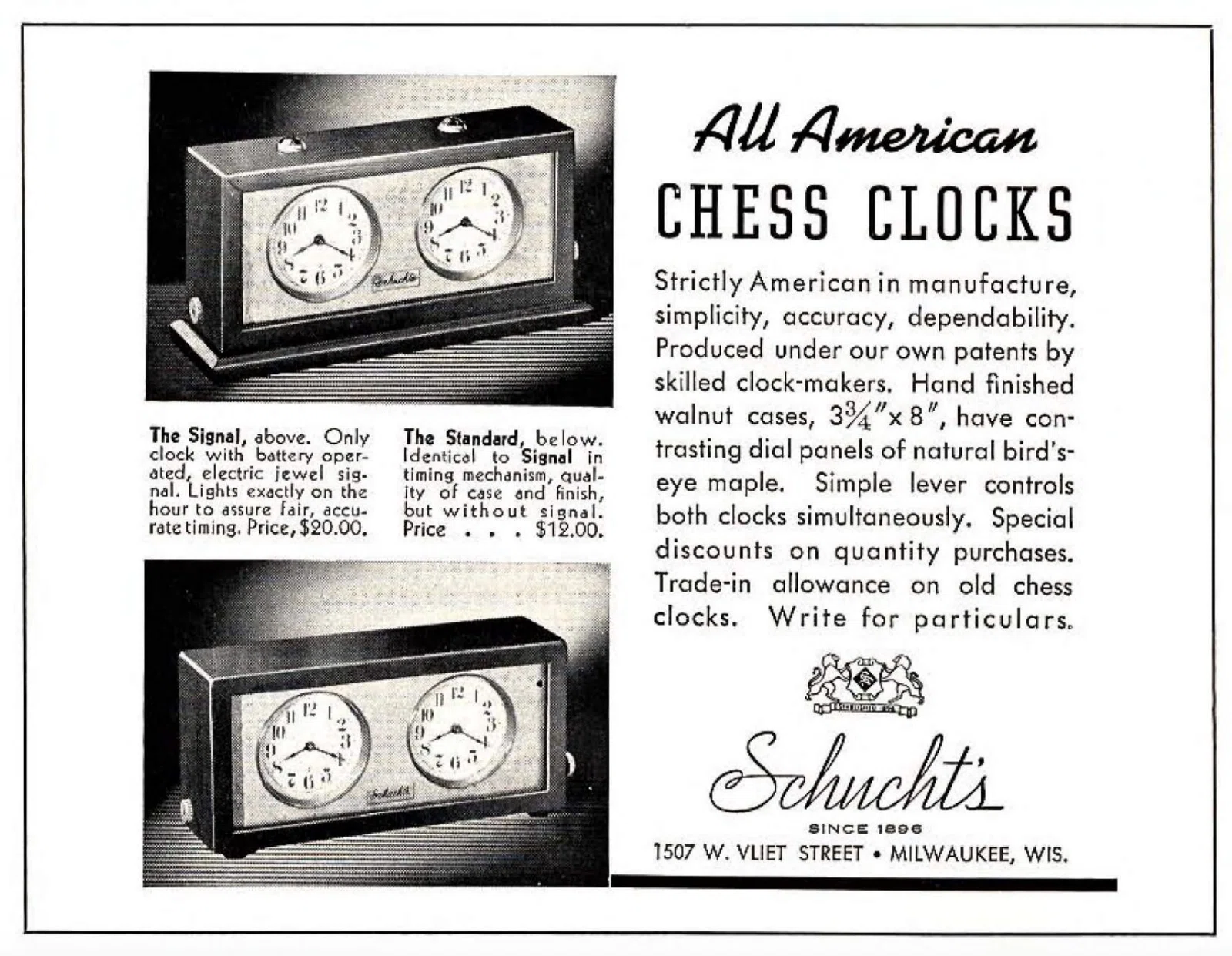 All-American chess-clock advertisement