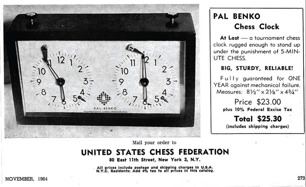 Pal Benko Clock advertisement