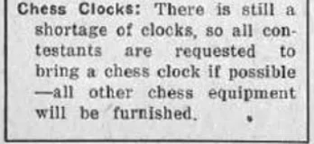 Chess-clock shortage notice