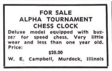 Used Alpha tournament chess clock advertisement