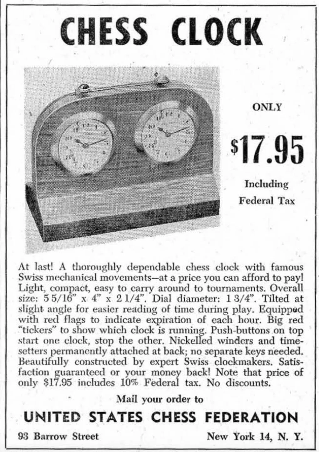 USCF chess-clock advertisement
