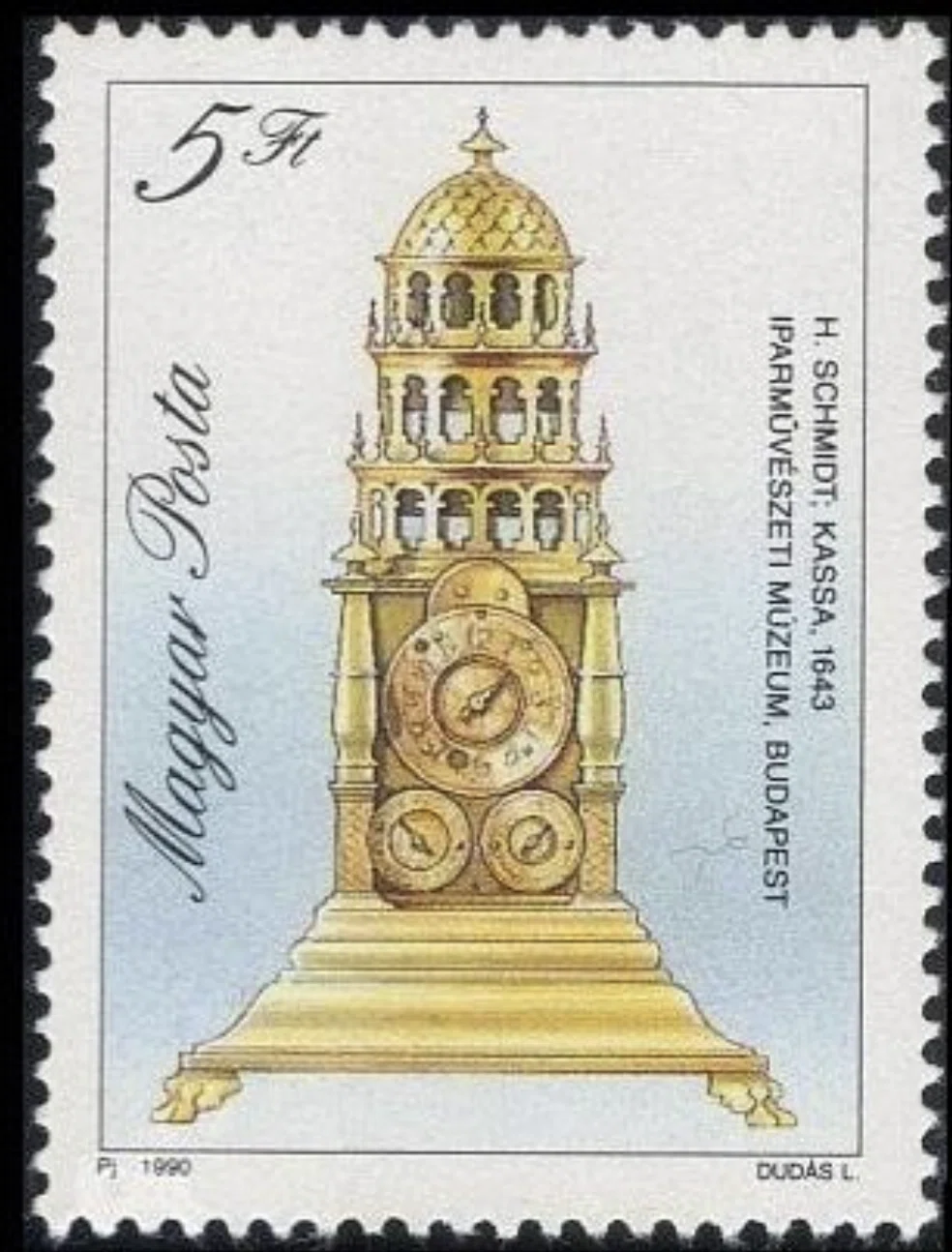 Stamp Showing a Kassa Clock from 1643